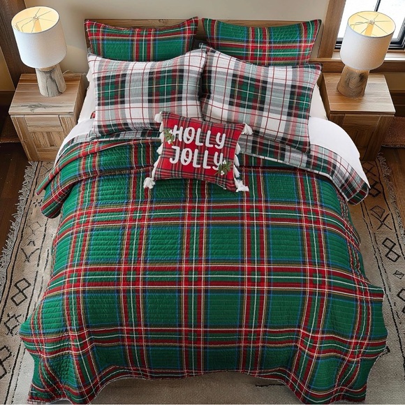 Levtex Home Spencer Plaid Green Reversible Quilt – King – New Without Tags - Picture 3 of 10